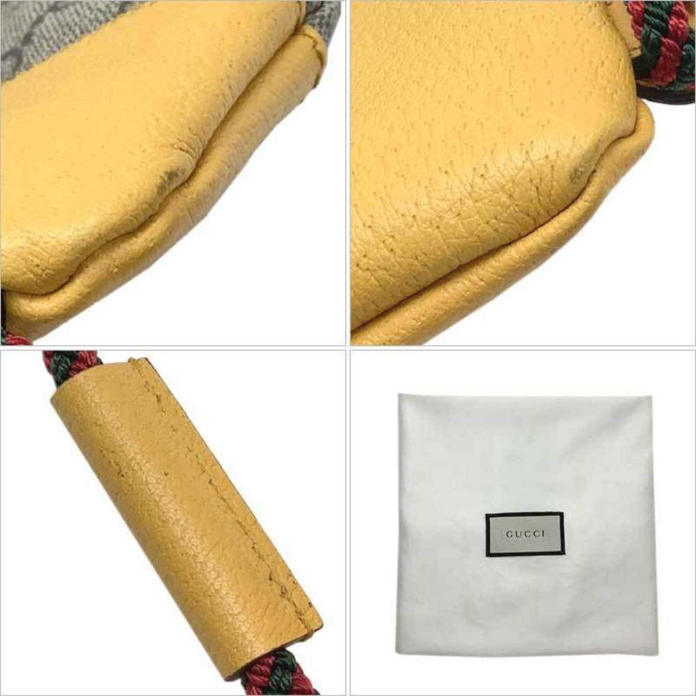 Gucci Drawstring Backpack Leather Brown Yellow Gg… - image 6